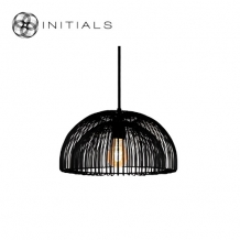 Hanging Lamp Small Moire Dome Iron Wire Black