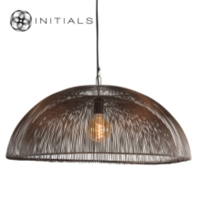 Hanging Lamp  Moire Dome Iron Wire Metallic Brown