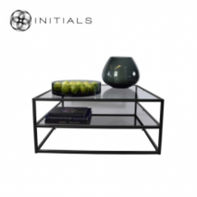 Coffee Table Metro 2 Smoke glass Iron Black