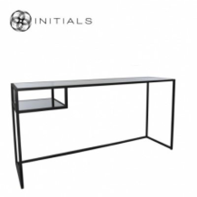 Desk | Side Table Broadway 2 Smoke Glass Iron Black