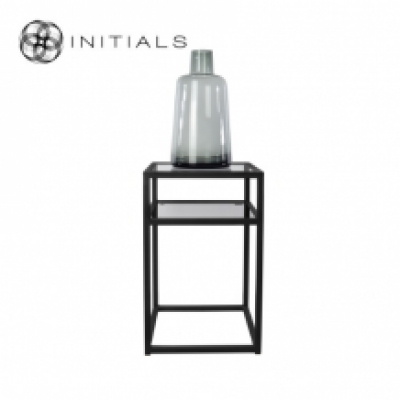 Bed Side Table Metro 2 Smoke glass Iron Black