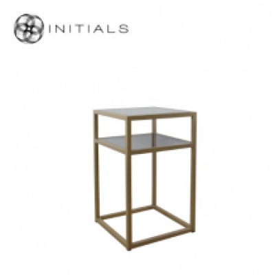 Bed Side Table Metro 2 Smoke Glass Iron Gold