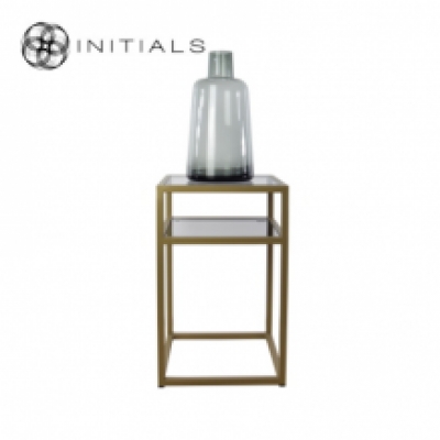 Bed Side Table Metro 2 Smoke Glass Iron Gold