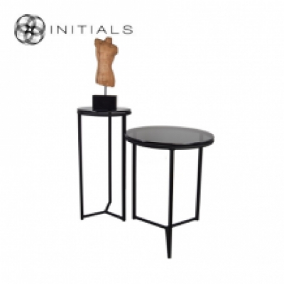 Table Skyline Smoke glass Iron Black Round Tri leg