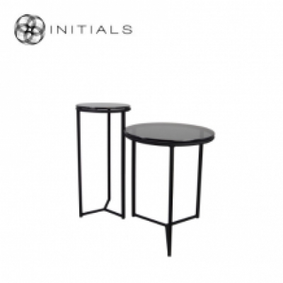 Table Skyline Smoke glass Iron Black Round Tri leg