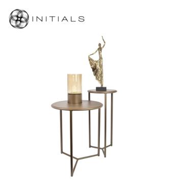 Tri leg Table Metro Raw Iron Metallic Brown Round